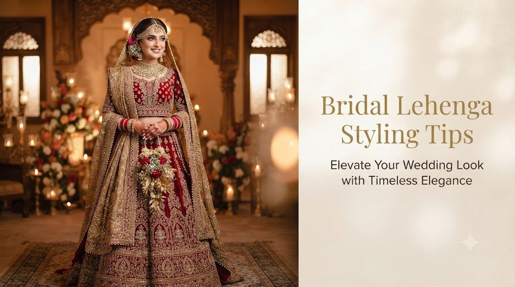 Bridal lehenga styling tips - red silk bridal lehenga