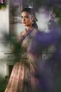 Pink Russian Grip Lehenga 5 Yards - Matching Embroidered Pink Net Lehenga with Russian Grip Fabric for Perfect Drape