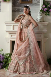 Pink Net Embroidered Dupatta 2.5 Yards - Hand Embellished Bridal Dupatta with All-over Embroidery and Decorative Border