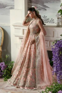 Pink Russian Grip Lehenga 5 Yards - Matching Embroidered Pink Net Lehenga with Russian Grip Fabric for Perfect Drape