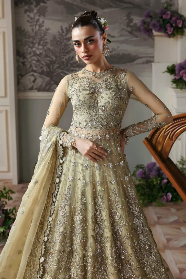 Pista Green Organza Embroidered Lehenga Choli - Hand Embellished Pakistani Bridal Wear by Sana Fashion Studio