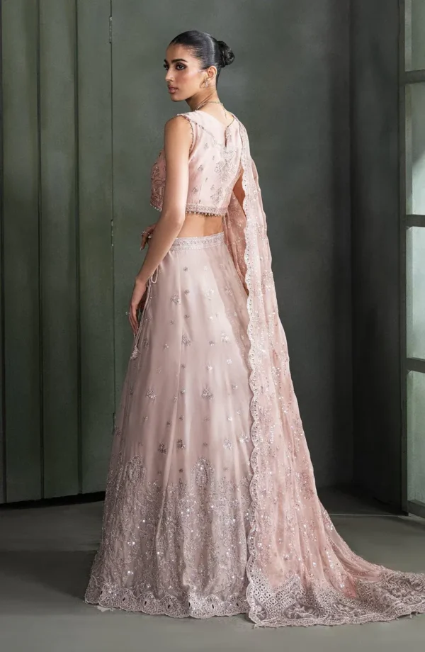 Pink Sequins Embroidered Chiffon Saree - Pakistani Bridal Wear by Sana Fashion Studio
