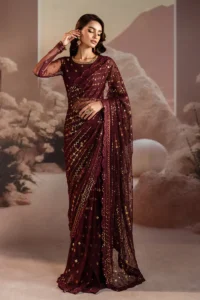 Pakistani sarees online dyed raw silk trouser elegant wedding wear