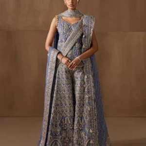 Pakistani sharara suit raw silk trouser detail